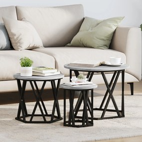 Mesas Laterais Empilháveis 3 pcs Cinza Sonoma Madeira Engenheirada