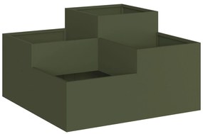 Plantadeira para Jardim vidaXL 100x100x48 cm Verde-azeitona Aço