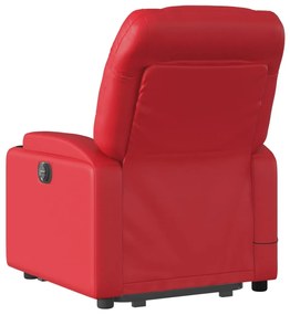 Poltrona massagens reclinável elevatória couro artif. vermelho