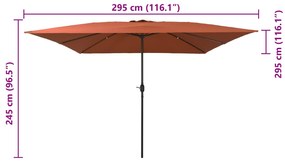 Guarda-sóis e Sombrinhas VidaXL Terracota Poliéster, Metal Grande