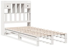 Cama com estante sem colchão 75x190 cm pinho maciço branco