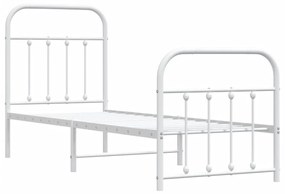 Estrutura de cama com cabeceira e pés 75x190 cm metal branco