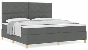 Cama Box Spring com Colchão Cinza Escuro 200x200 cm Tecido