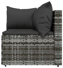 4 pcs conjunto lounge de jardim c/ almofadões vime PE cinzento