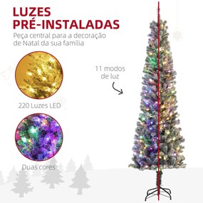 HOMCOM Árvore de Natal 225 cm Árvore de Natal Artificial com 220 Luzes