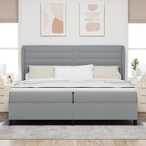 vidaXL Cama Box com Colchão Cinza Claro 200x200 cm
