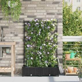 vidaXL Jardineiras pretas da com sistema de irrigação - 2 peças