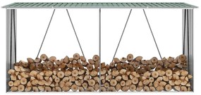 47083 vidaXL Abrigo jardim p/ arrumação de troncos aço 330x84x152cm verde