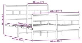 Estrutura de cama sem colchão 140x200 cm metal carvalho sonoma