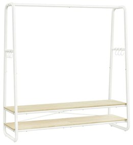 Guarda roupa aberto com 2 prateleiras e 6 ganchos laterais 45 x 138 x 160 cm bege natural + branco