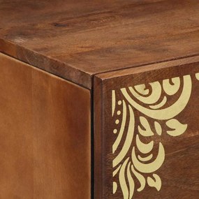 mesa de cabeceira Castanho mel com padrões decorativos dourados