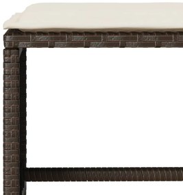 6 pcs conjunto de sofás jardim c/ almofadões vime PE castanho