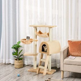 PawHut Árvore para Gatos Raspador com Plataforma Casinha Escada Veludo