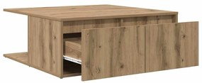 Mesa de centro com gaveta carvalho artisiano 80 x 80 x 31 cm