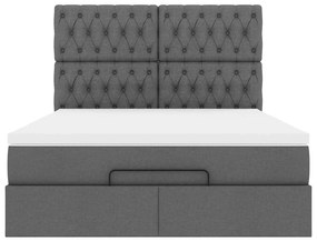 Estrutura de cama otomana com colchão 140x190cm cinzento escuro