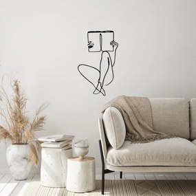 Acessório Decorativo de Parede em Metal Book Reading – Preto – 43 x 70
