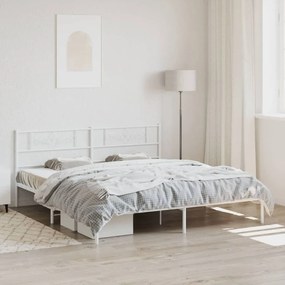 Estrutura de cama com cabeceira 200x200 cm metal branco