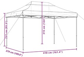 Tenda para festas pop-up dobrável 410x279x315 cm castanho