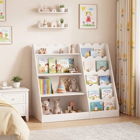 Estante Infantil para Livros, 90 x 40 x 80,5 cm, Prateleiras Abertas, Branco