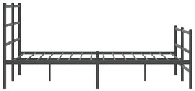 Estrutura de cama com cabeceira e pés 140x190 cm metal preto