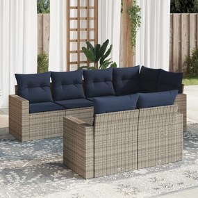 vidaXL 7 pcs conjunto sofás p/ jardim c/ almofadões vime PE cinzento