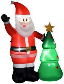 Pai Natal Inflável com Árvore de Natal com 3 Luzes LED e Inflador Elét