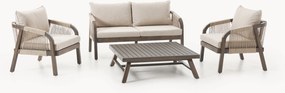 Conjunto lounge para jardim em madeira de acácia Lu, conjunto de 4