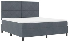 Cama Box Spring vidaXL com Colchão e LED Cinza Escuro 180x200 cm Velud