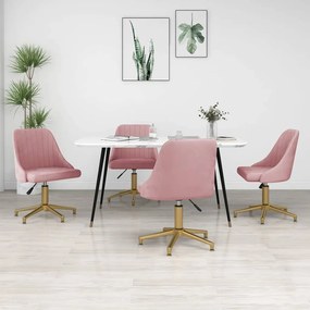 vidaXL Cadeiras de jantar giratórias 4 pcs veludo rosa