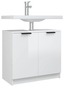 Armário casa de banho 64,5x33,5x59 cm madeira branco brilhante