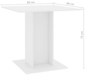 Mesa de jantar 80x80x75 cm contraplacado branco