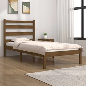 Estrutura cama de solteiro 90x190 cm pinho maciço castanho mel