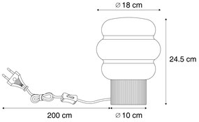 Candeeiro de Mesa Japandi Bege com Vidro Opalino 18cm - Kumo Japandi