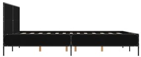 Estrutura de cama 160x200 cm derivados de madeira/metal preto