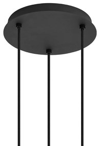 Candeeiro de suspensão Art Deco preto com vidro fumê redondo 3-luzes - Vidro