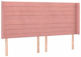 Cabeceira de cama c/ luzes LED veludo 183x16x118/128 cm rosa