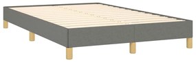 Cama box spring c/ colchão e LED 120x190 cm tecido cinza-escuro