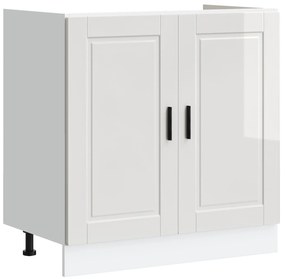 Armário Base para Pia vidaXL "Porto" com Pia Alto Brilho Branco 80x46x