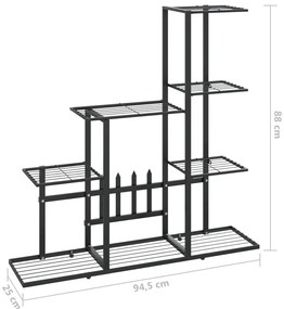 Suporte de vasos 94,5x25x88 cm metal preto