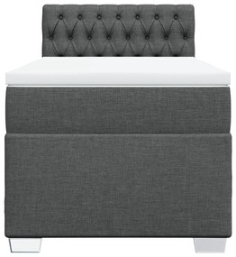Cama com molas/colchão 90x190 cm tecido cinza-escuro