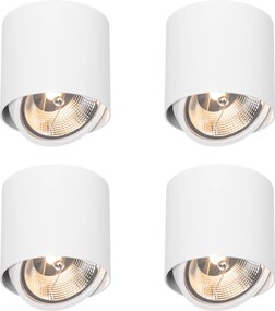 Conjunto de 4 focos de superfície de design branco GU10 111mm - Impact