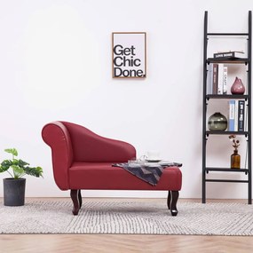 vidaXL Chaise longue couro artificial vermelho tinto