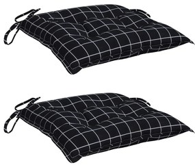 Almofadões p/ cadeira 2pcs 40x40x7cm tecido padrão xadrez preto