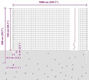 Cerca Euro com 10 Postes U Cinza 1,5x10 m Aço