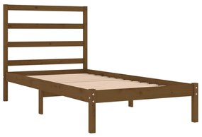 Estrutura de cama 100x200 cm madeira pinho maciço castanho mel