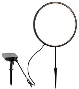 Conjunto de 2 postes de iluminação pretos de 60cm com LED recarregável e solar IP65 - Adalind Design