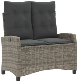 2 pcs conjunto de jantar p/ jardim c/ almofadões vime PE cinza