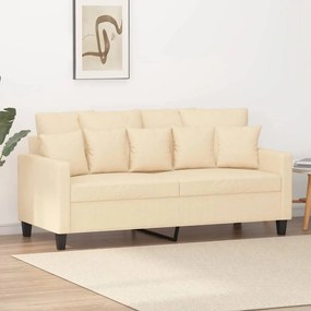vidaXL Sofá de 2 lugares tecido 140 cm cor creme