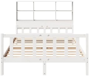 Cama com estante sem colchão 150x200 cm pinho maciço branco