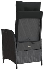 Cadeiras de jardim reclináveis c/ almofadões 2pcs vime PE preto